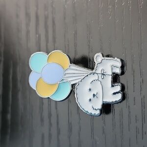 Bichon Frise Dog with Balloons Enamel Pin